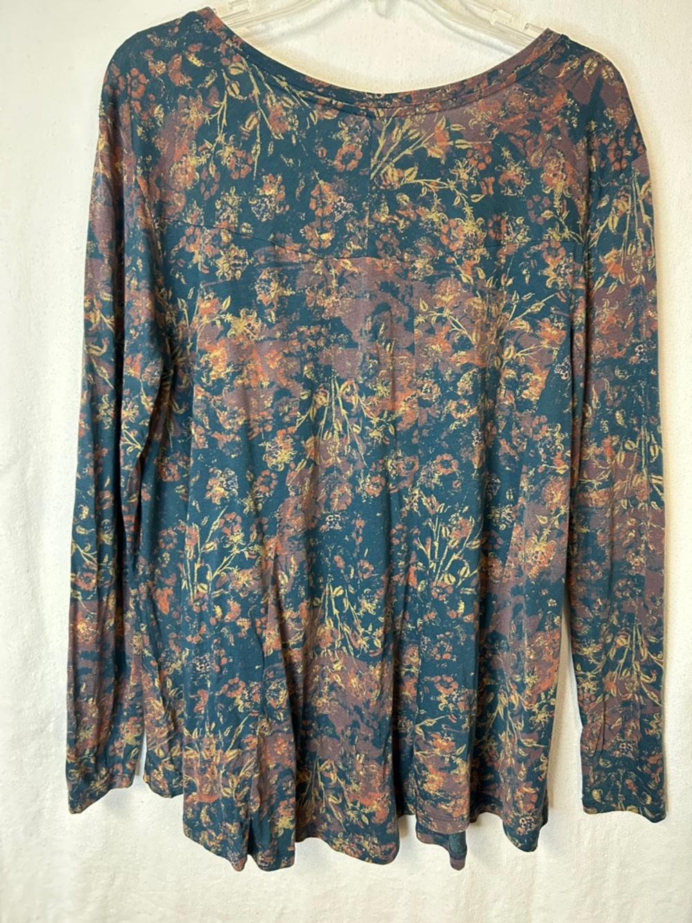 Peruvian Connection Women’s Teal Floral Long-Sleeve Swing Top Size L - Picture 7 of 12